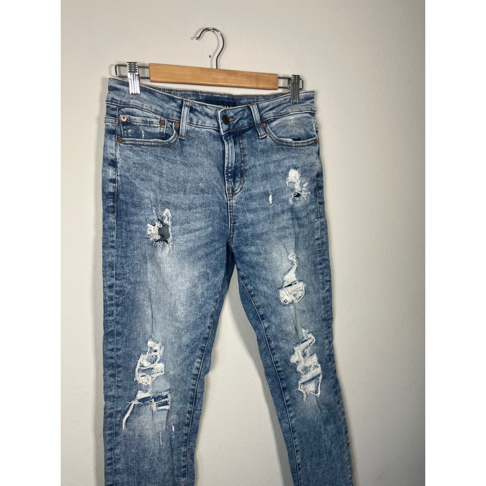Aeropostale Athletic Skinny Jeans Mens 28x32 Light Wash Distressed Ripped Blue - Picture 2 of 6